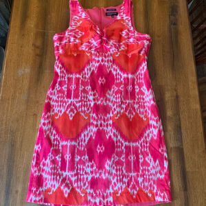 Jones New York Dress 14 Pink, white, Orange Stretch Signature Collection